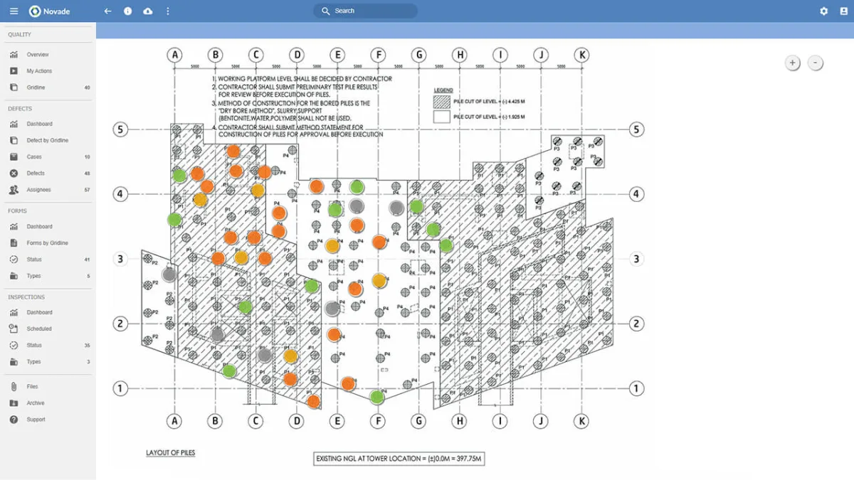 Novade Quality key indicator desktop screenshot drawing