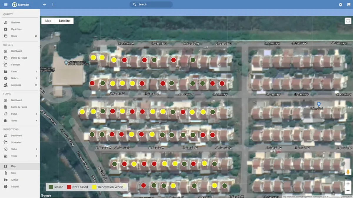 Novade Quality key indicator desktop screenshot map